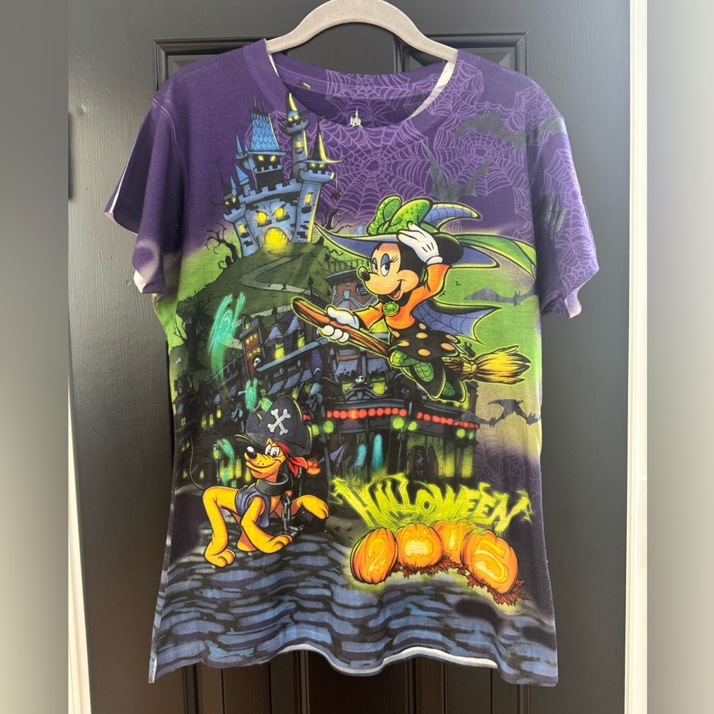 Disney Parks Halloween Minnie Witch Vampire Mickey Mouse Fitted T-Shirt NWOT